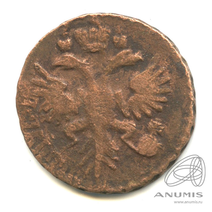 Деньга 1731 — (½ копейки) - Орел 1730 г. Над годом 2 черты (Над годом 2 черты)