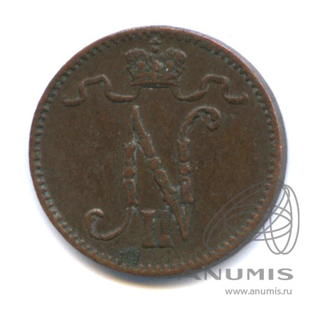 1 пенни 1909 — Для Финляндии. Вензель Николая II
