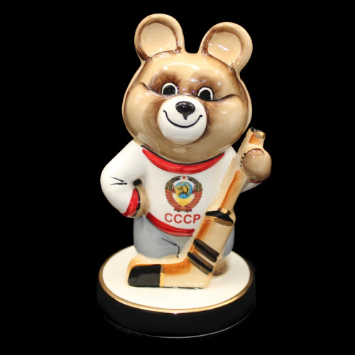 Фигурка фарфоровая «Олимпийский мишка». Вербилки. Размер 14×8 см