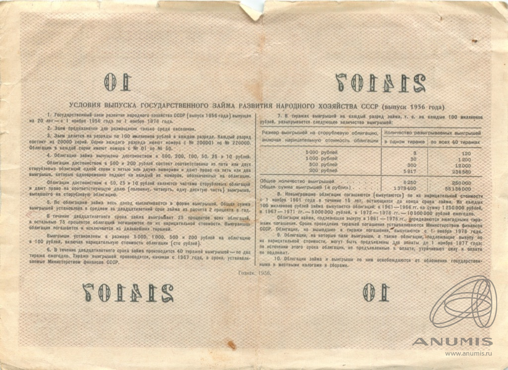 Документов 1956 года. 100 Рублей 1956 облигация.