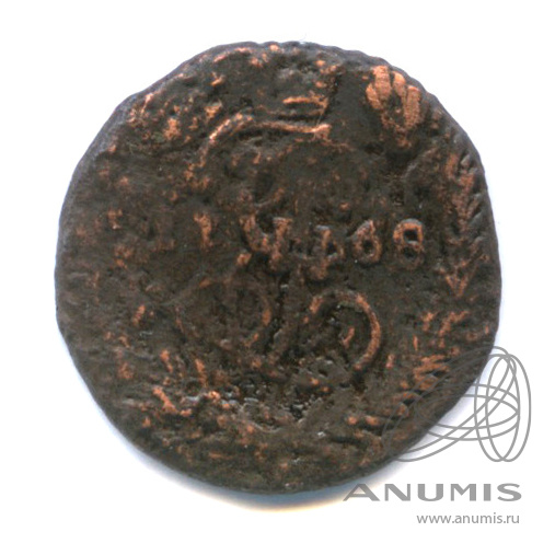 Полушка (¼ копейки) 1768 ЕМ — (¼ копейки) - Вензель императрицы Екатерины II Великой