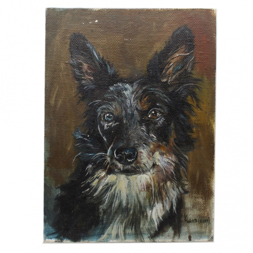 Картина «Собака». Краска. Холст на картоне. Размер 25×35 см