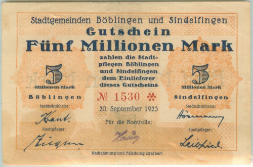 Нотгельд 5 000 000 марок. Германия (гросгельд) 1923
