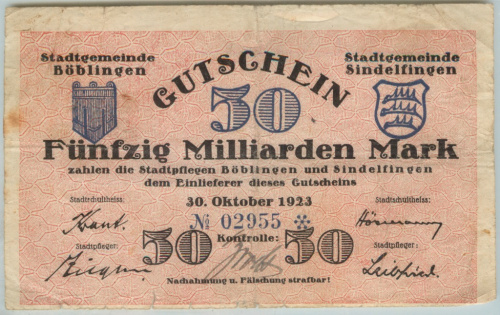 Нотгельд 50 000 000 марок. Германия (гросгельд) 1923