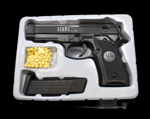 Пневматический пистолет с пульками «Airsoft Gun». В оригинальной коробке 23×17 см