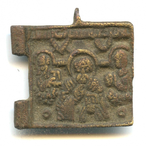 Створка солдатского складня. Бронза. Размер 2,8×2,3 см
