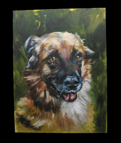 Картина «Собака». Холст, картон, краски. 30×40 см. Подпись художника