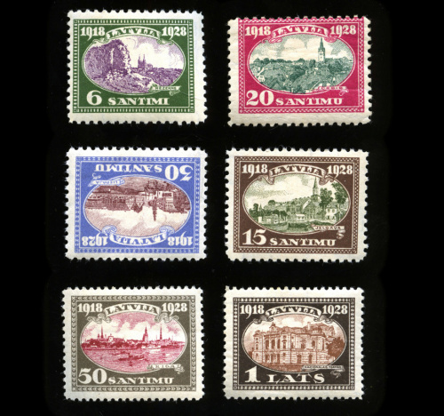 «10 лет Независимости Латвии «. Серия почтовых марок 6 штук. 1928