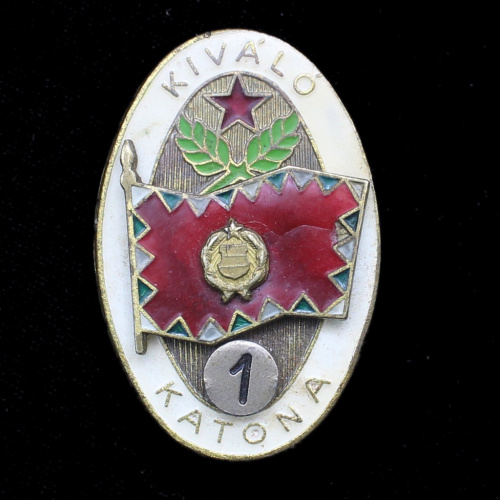 Знак спортивный «Отличный солдат. 1-й разряд». Тяжелый, составной, эмаль 1950−е