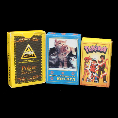 Лот комплектов игральных карт «Poker», «Котята», «Pokemon». 3 комплекта