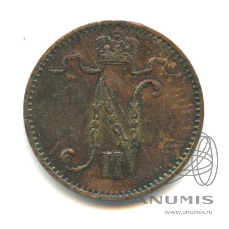 1 пенни 1907 — Для Финляндии. Вензель Николая II