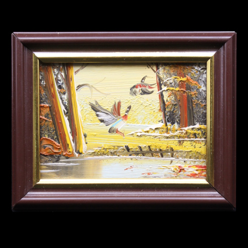 Картина «Птицы». Масло, холст. Размер 11×8 см. Оформлена 1978
