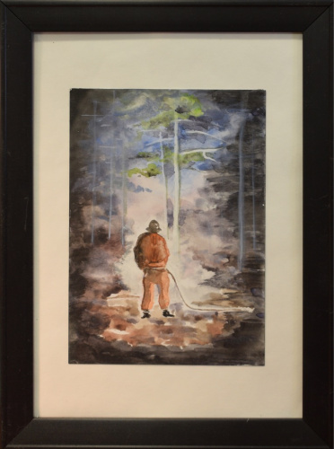 Картина «Пожар». Автор: Галина Гусева. Акварель, бумага. Размер 25×34 см