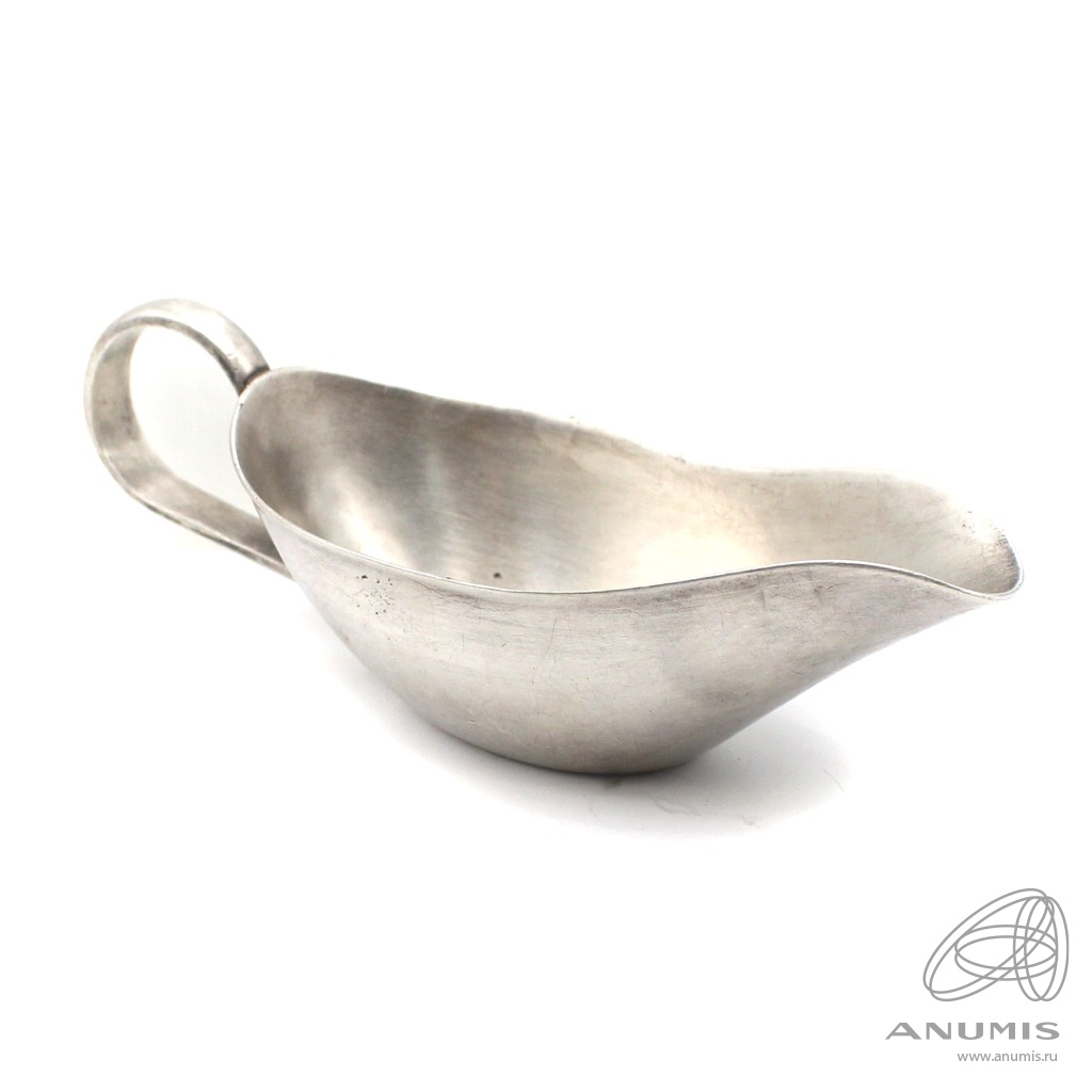 Соусник Кольчугино Мельхиор, глубокое серебрение Размер 14×4,5 Клеймо ...