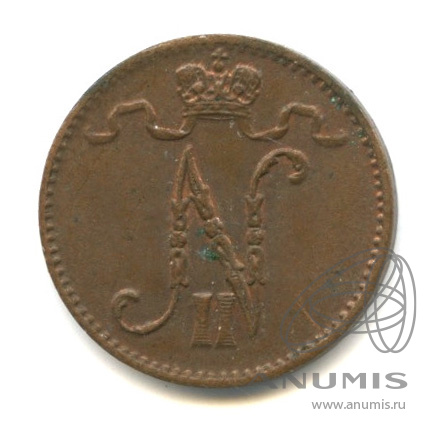 1 пенни 1911 — Для Финляндии. Вензель Николая II