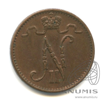 1 пенни 1915 — Для Финляндии. Вензель Николая II