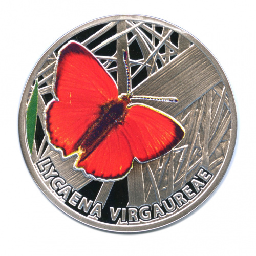 1 доллар — Бабочки — Червонец огненный (lycaena virgaureae) 2010. В капсуле. В футляре