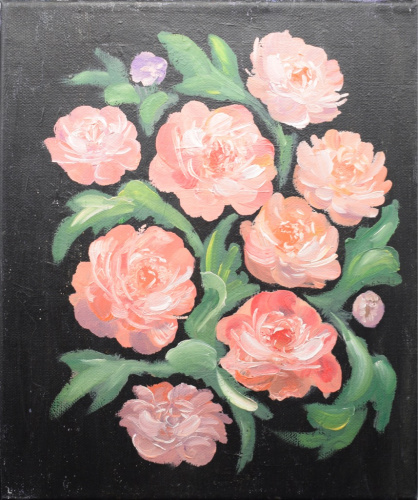 Картина «Розы». Автор: Галина Гусева. Масло, холст. Размер 30×25 см