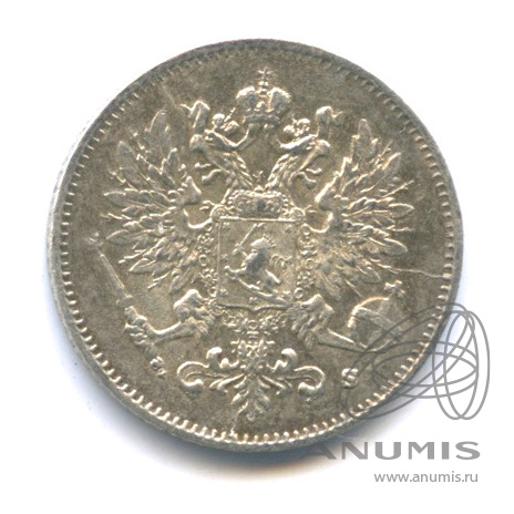 25 пенни 1916 S — Для Финляндии. В капсуле. Штемпельный блеск