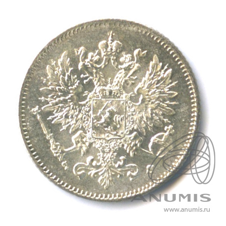 25 пенни 1916 S — Для Финляндии. В капсуле. Яркий штемпельный блеск