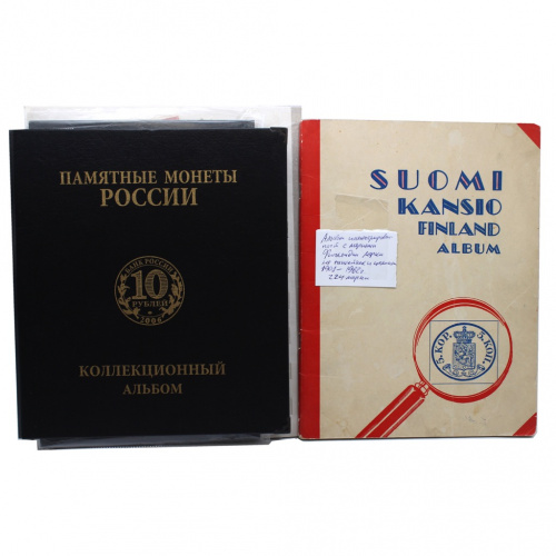 Лот почтовых марок в 2-х альбомах (один новый). 1-ый: 1844 марки + 10 блоков. 17 марок редкие и очень редкие. Много стран, животные, спорт, личности, искусство и т. д. 2-й: 224 марки 1901−1962 Финляндия (на наклейках и целиком)
