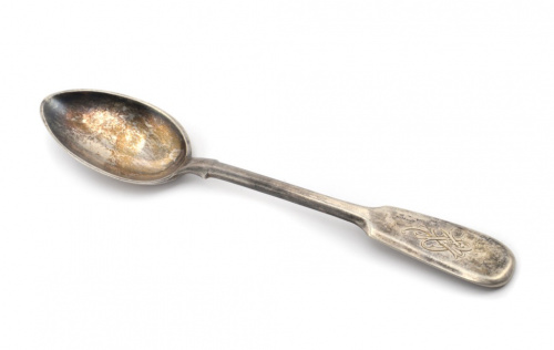 Ложка чайная, 15 см. Серебро 84 пробы. 35,66 г