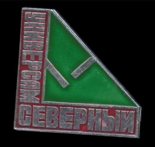 Знак «Универсам Северный». Крепление: булавка. Легкий, эмаль