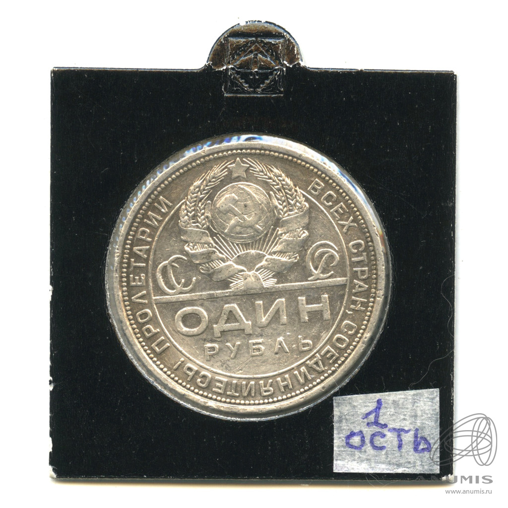 1 рубль 1924 ПЛ — Рабочий и колхозник. 1 ость. В холдере