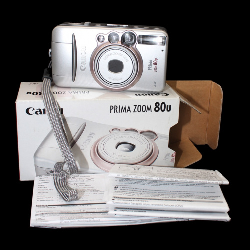 Фотоаппарат пленочный «Canon Zoom 80u». Коробка. Паспорт. Инструкция. Требуется замена батареи