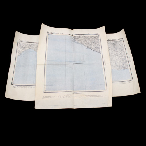 Лот старинных карт, оригинал, печать РККА, 1926 г. масштаб 1:84000 (двухверстка), лист X-9 с г. Гудаута и лист IX-7 с г. Сочи