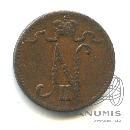 1 пенни 1916 — Для Финляндии. Вензель Николая II
