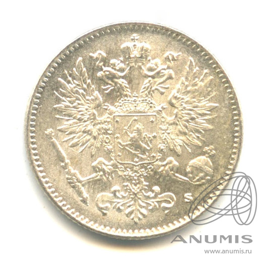 50 пенни 1916 S — Для Финляндии. В капсуле. Штемпельный блеск