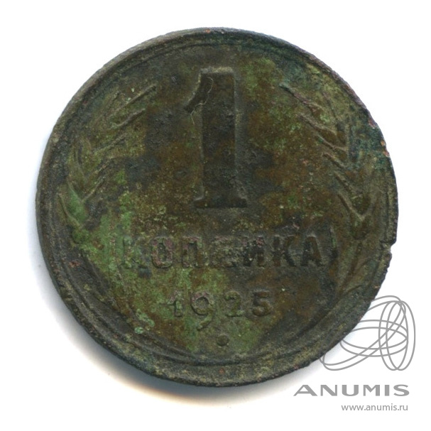 1 копейка 1925 — Гурт рубчатый
