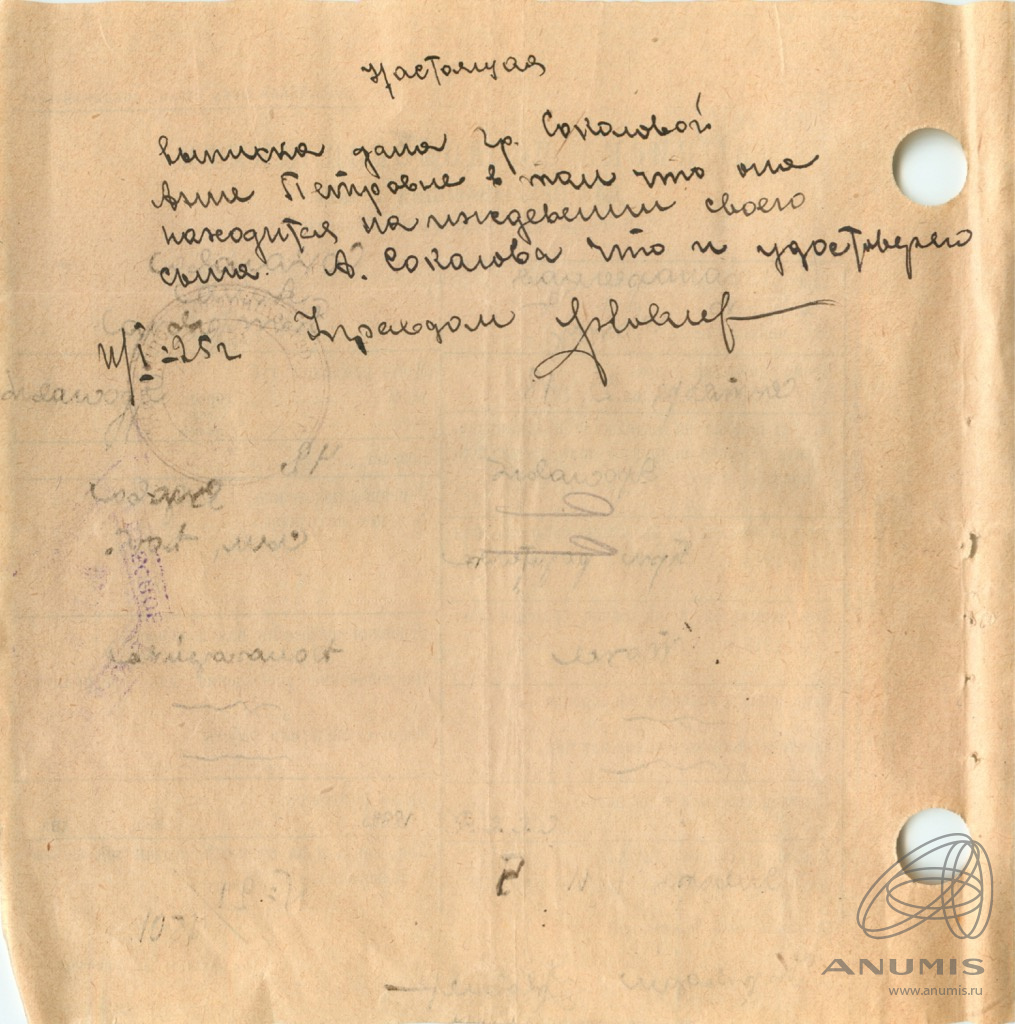 Документ 1925 «выписка из Домовой книги». СССР. Лот №3760. Аукцион №268. –  ANUMIS