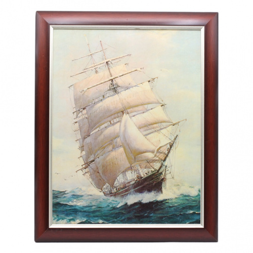 Репродукция картины «Корабль-парусник», 44×34 см, в раме (пластмасса)