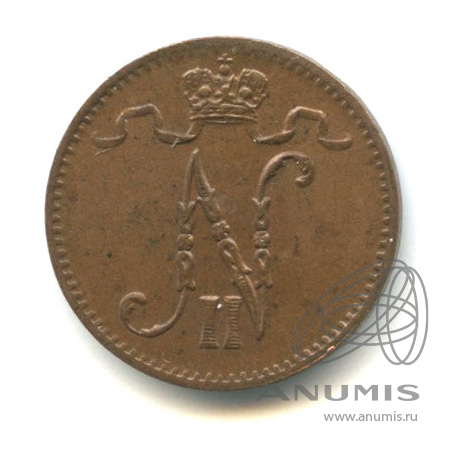 1 пенни 1916 — Для Финляндии. Вензель Николая II