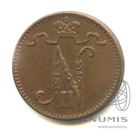 1 пенни 1914 — Для Финляндии. Вензель Николая II