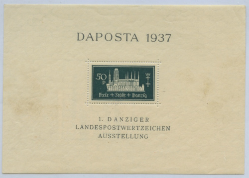 Блок. *. DAPOSTA. Данциг. Авиапочта 1937