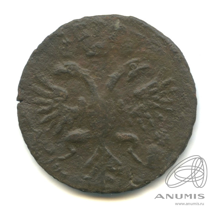 Деньга 1731 — (½ копейки) - Орел 1730 г. Над годом 2 черты (Над годом 2 черты)