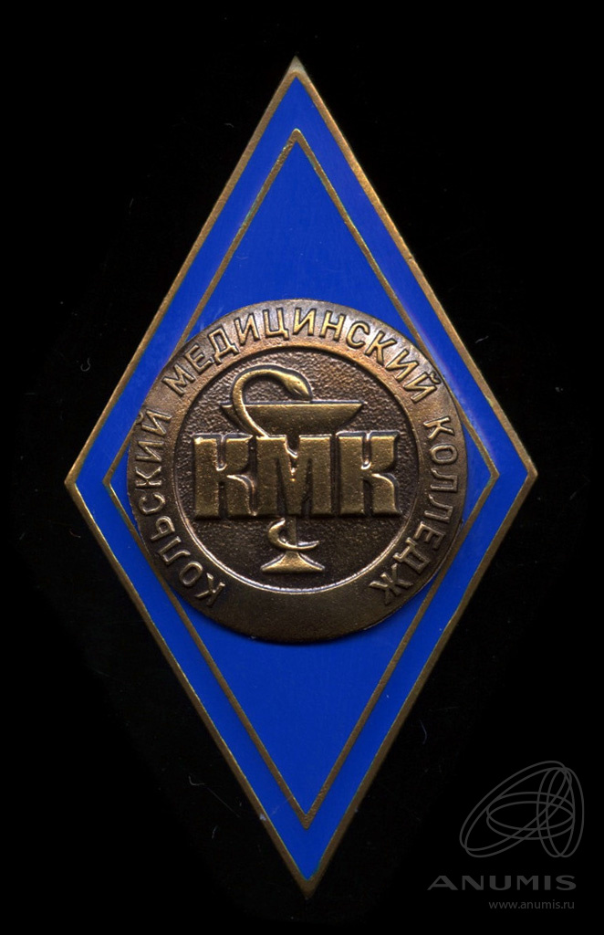 Знак «Кольский медицинский колледж» Крепление: винт Тяжелый, эмаль ...