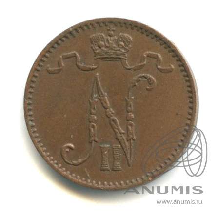 1 пенни 1912 — Для Финляндии. Вензель Николая II