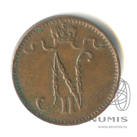 1 пенни 1914 — Для Финляндии. Вензель Николая II