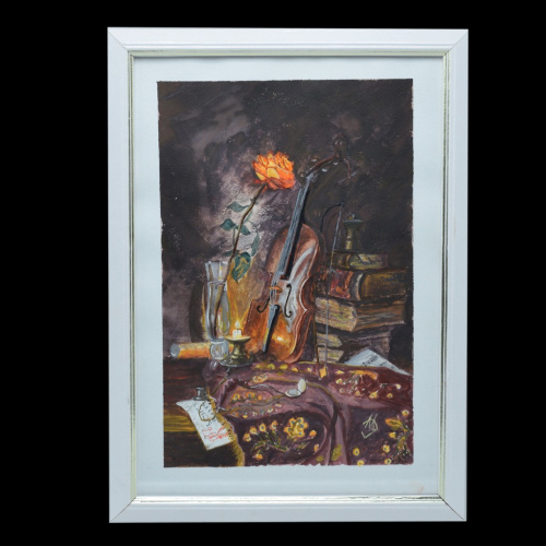 Картина «Скрипка». Автор: Эфросман Марина Вячеславовна. Акварель. Размер 20×30 см. Оформлена 2023
