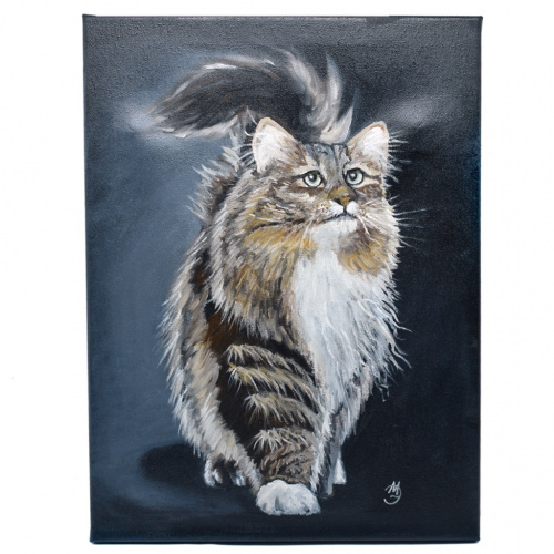 Картина «Кот». Автор: Эфросман Марина Вячеславовна. Масло, холст. Размер 30×40 см. С подписью автора. на подрамнике 2023