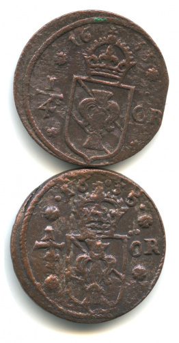 Лот монет «¼ эре». 2 шт 1633, 1635