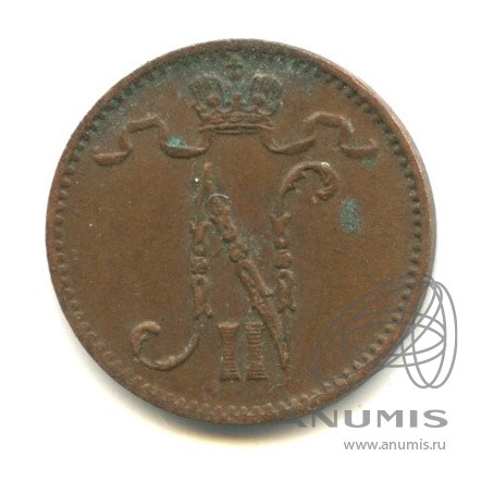 1 пенни 1914 — Для Финляндии. Вензель Николая II
