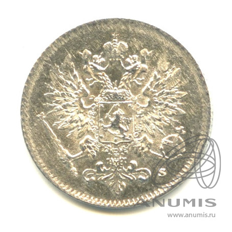 25 пенни 1916 S — Для Финляндии. В капсуле. Яркий штемпельный блеск