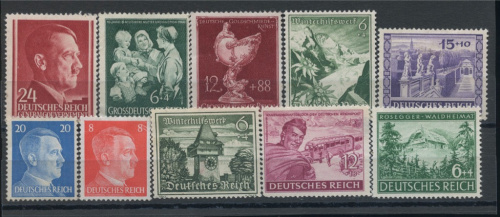 Лот негашёных марок Третьего Рейха 10 шт, * 1941−1944