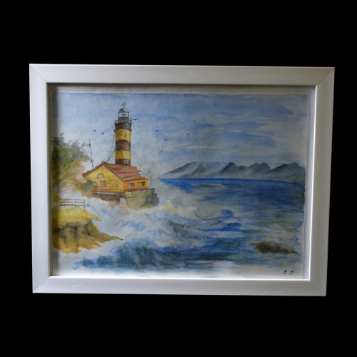 Картина «Маяк». Автор: Галина Гусева. Акварель, бумага. Размер 45×34 см