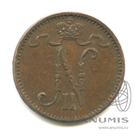 1 пенни 1914 — Для Финляндии. Вензель Николая II
